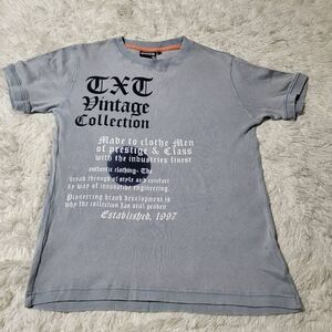 Crew neck short sleeve blue Ribbed Graphic tee t-shirt L